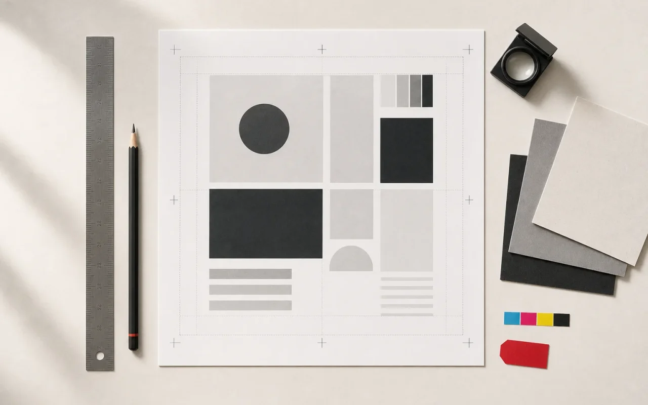Grafička priprema za tisak s oznakama reza, marginama i CMYK kontrolom